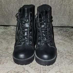 H&M Black Lace-Up Platform Ankle Boots